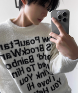 Angora mohair lettering knitwear