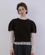 Puff raccoon half knit_brown