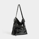 Y2K Stud Buckle 2-Way Moto Shoulder Bag