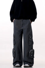 Washed Deconstructed Multi-Pocket Trousers