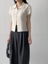 Yoru Pintuck Cap Sleeve Blouse