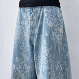 Snowwashed Leopard Wide Denim Culottes