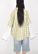 (UNISEX)シリーンオーバーサイズチェックシャツ