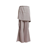 (2color) Diagonal Shirring Bootcut Layered Pants