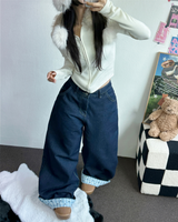 リボン🎀ワイドリボンロールアップデニムパンツ 🩵🎀