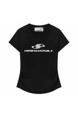 Slim Knit Logo Crop Tee