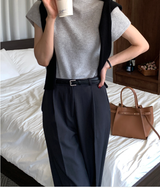 Rear Cashmere Mock Neck Cap Sleeve Knit / 5 colors