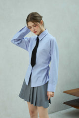 LOWELL SLIM FIT STRIPE SHIRRLING SHIRT / SKY BLUE