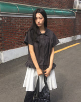 Dufen Frill Short-Sleeve Blouse