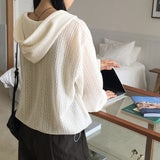 MADE] ビタービンテージパンチングシースルーツーウェイストリングフードカーディガン