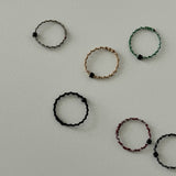 [CCNMADE] 菊 Black Cube Crystal Ring 04.Black&Silver