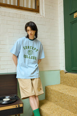 グリーンクラシックビッグロゴクルーネックスカイブルーショートスリーブTシャツ [Unisex]