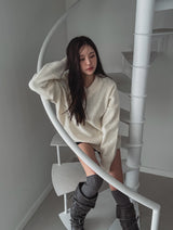 [U-BASIC] Rio basic loose fit V-neck knitwear