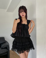 Bohemian lace frill tiered skirt