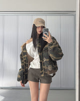 バタフルプリントオフショルダー長袖Tシャツ