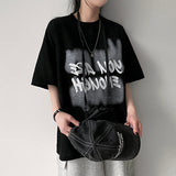 Surf lettering knit short-sleeved T-shirt