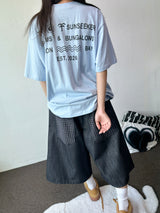 サンルーム バックレター タトゥー グラフィック オーバーサイズ Tシャツ 4カラー