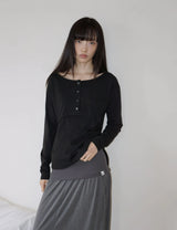 プラケット リブド ティーシャツ(BLACK)