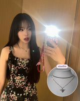 [チョ・ユリ, チュウ Necklace] エンジェリックハートロックレイヤードネックレス - Silver Color
