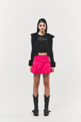 Logo Cubic Crop Top Black