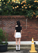 Dot Ribbon Strap Skirt