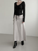 Et Pocket Belt Cotton Long Skirt