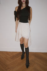 silk unbalanced wrap midi skirt
