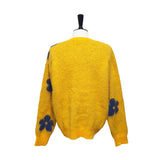 Yellow Flower V-Neck Knit