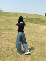 カービークラックカーブドデニムパンツ (1c)