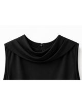 Aveline Cowl Neck Drape Sleeveless Blouse Black