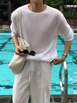 LMN Summer Linen U-Neck Long Sleeve Tee (5 colors)
