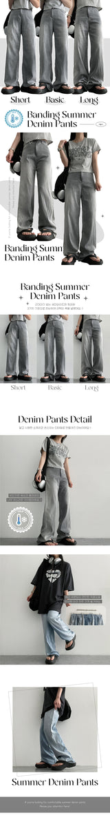 [Short, Basic, Long] [S–2XL] [サマーロングパンツ!] デット. ベンダブルスパンデックスサマーデニムパンツ (2 colors)