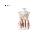 Mealing Frill Button Lace Flared Sleeveless Blouse