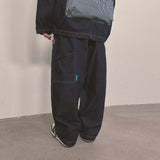 stripe patch denim pants_blue