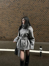 High-neck short strap coat