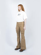 Curved Cargo Flare Pants (Beige)