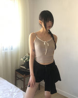 プラウト リブ レース リボン インナー レイヤード ノースリーブ
