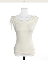 nouveau drape asymmetrical sleeveless top