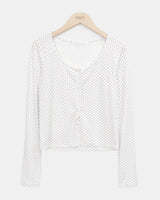 Seka Dot Crop Basic Cardigan