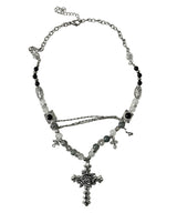 Rose Cross Layered Chain Necklace