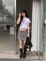 CHECK CHIFFON MINI SKIRT (4C)