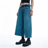 Cut-off Capri Denim Pants - MEDIUM BLUE