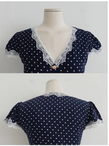 VINTAGE LACE-TRIM POLKA DOT MAXI DRESS
