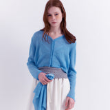 スカーフセットクロップノットカーディガン_スカイブルー