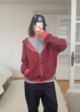STRIPE WASHING HOOD ZIP-UP (2color)