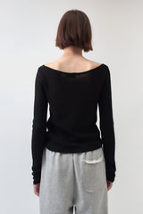 Boat Neck Cardigan / Black