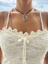 Adinkra シンボルピースメイキングブラックストラップネックレス (size: 2type)