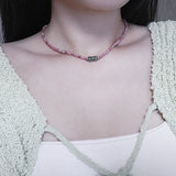  All surgical steel rhodonite natural gemstone choker