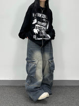  retro denim cargo pants