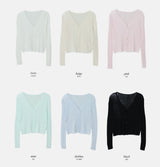 #Viscose Rib Crop V-neck Cardigan (6color)